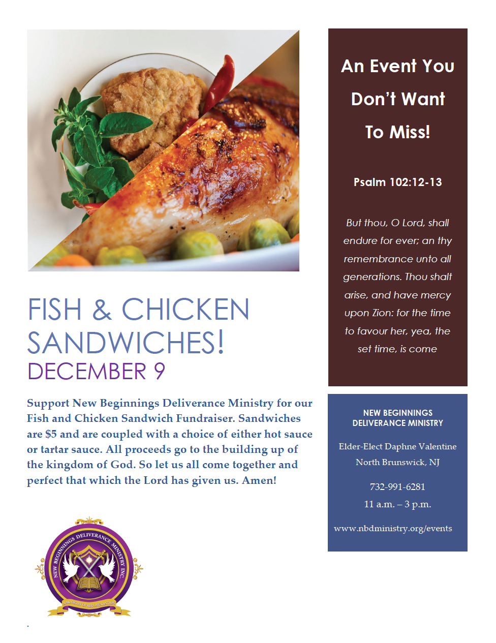 Fish & Chicken Sandwich Fundraiser 12/9/17