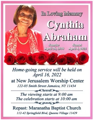 Cynthia Abraham Memorial Service